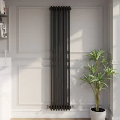 Park Lane Traditional Vertical Colosseum Triple Bar Column Radiator Black - 1800 X 380mm