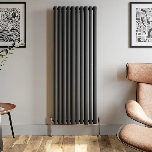 DuraTherm Vertical Oval Tube Single Panel Designer Radiator - 1600 X 600mm Anthracite - Image 4