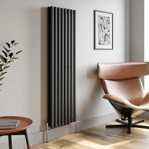 DuraTherm Vertical Oval Tube Double Panel Designer Radiator - 1600 X 480mm Anthracite - Image 3