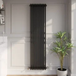 Park Lane Traditional Vertical Colosseum Triple Bar Column Radiator Black - 1800 X 470mm