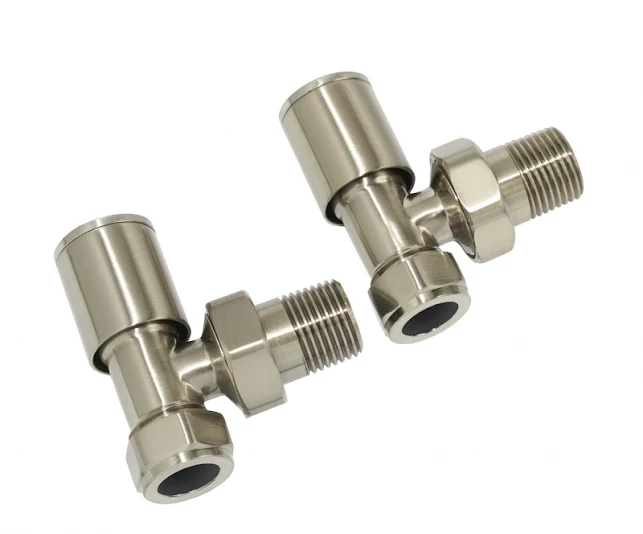 Discount Round Angled Manual Radiator Valve And Lockshield Pack 15mm Brushed Matt - CYL850S