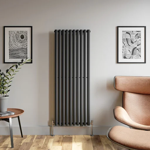 DuraTherm Vertical Oval Tube Single Panel Designer Radiator - 1600 X 600mm Anthracite - Image 2