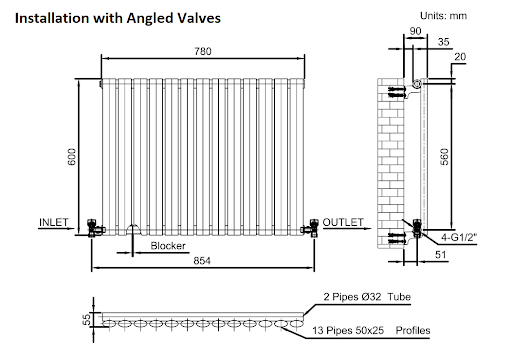 DuraTherm Horizontal Oval Tube Single Panel Designer Radiator -600 X 780mm Anthracite - Image 9