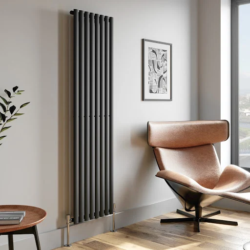 DuraTherm Vertical Oval Tube Single Panel Designer Radiator - 1800 X 480mm Anthracite - Image 3
