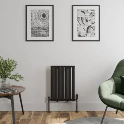 DuraTherm Horizontal Oval Tube Single Panel Designer Radiator - 600 X 420mm Black