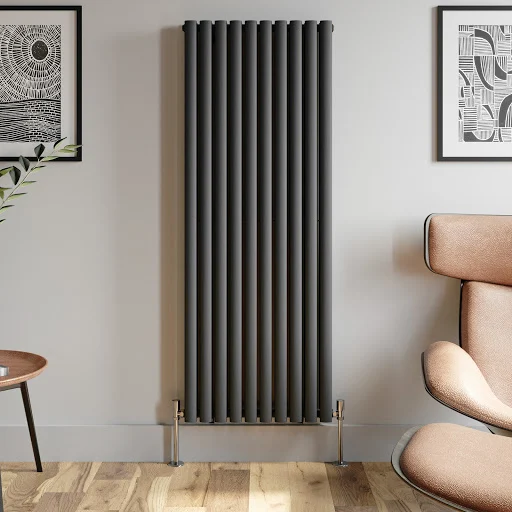 DuraTherm Vertical Oval Tube Double Panel Designer Radiator - 1600 X 600mm Anthracite - Image 4