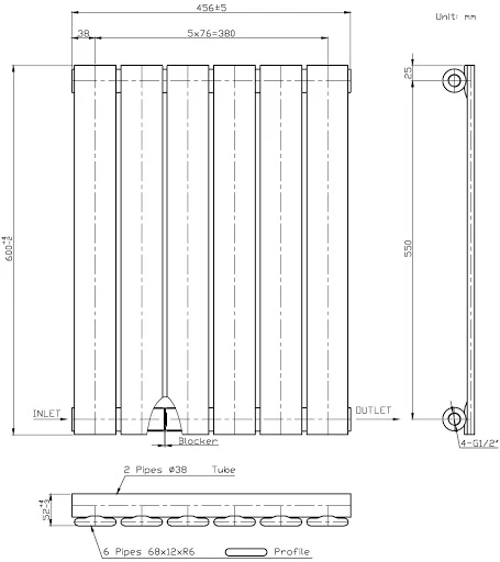 DuraTherm Horizontal Oval Tube Single Panel Designer Radiator - 600 X 420mm White - Image 8