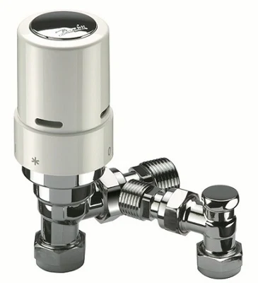 Danfoss Ras-D2 TRV Combi Pack 10mm/15mm (Chrome & White) Angled - 013G601700