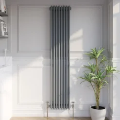 Park Lane Traditional Vertical Colosseum Triple Bar Column Radiator Anthracite - 1800 X 380mm
