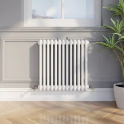 Park Lane Traditional Colosseum Double Bar Column Radiator White 600 X 605mm