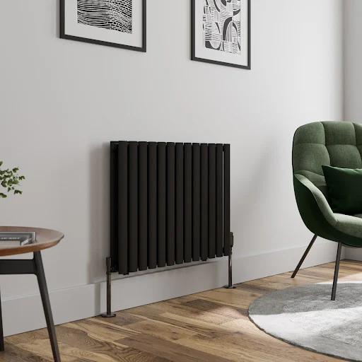 DuraTherm Horizontal Oval Tube Double Panel Designer Radiator - 600 X 780mm Black - Image 2