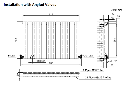 DuraTherm Horizontal Double Flat Panel Designer Radiator - 600 X 912mm White - Image 10