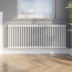 Park Lane Traditional Colosseum Double Bar Column Radiator White 600 X 1460mm
