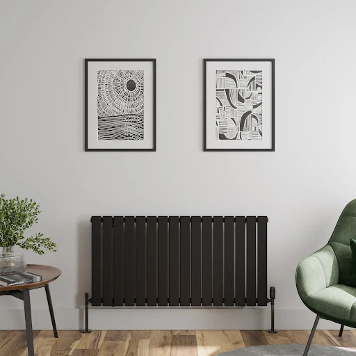 DuraTherm Horizontal Single Flat Panel Designer Radiator - 600 X 1212mm Black