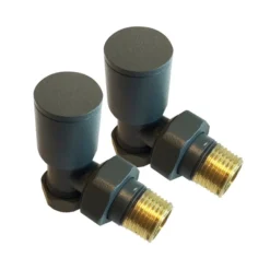 Essential Angled Anthracite Radiator Valve And Lockshield Pack - NTHRVANG