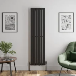 DuraTherm Vertical Single Flat Panel Designer Radiator - 1800 X 452mm Black