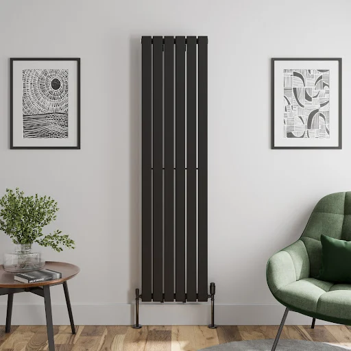 DuraTherm Vertical Single Flat Panel Designer Radiator - 1800 X 452mm Black
