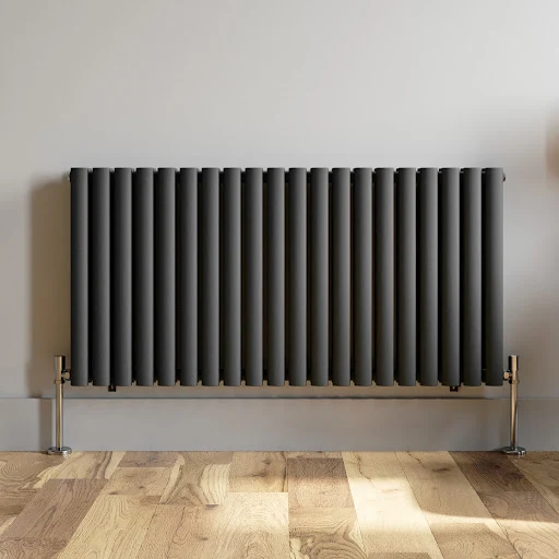 DuraTherm Horizontal Oval Tube Double Panel Designer Radiator - 600 X 1200mm Anthracite - Image 4