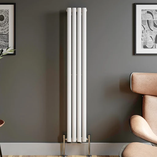 DuraTherm Vertical Oval Tube Single Panel Designer Radiator - 1600 X 240mm White - Image 4