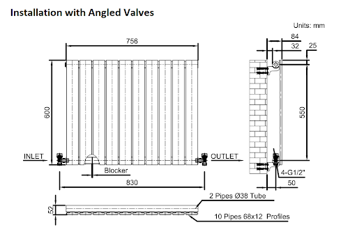 DuraTherm Horizontal Single Flat Panel Designer Radiator - 600 X 756mm White - Image 10