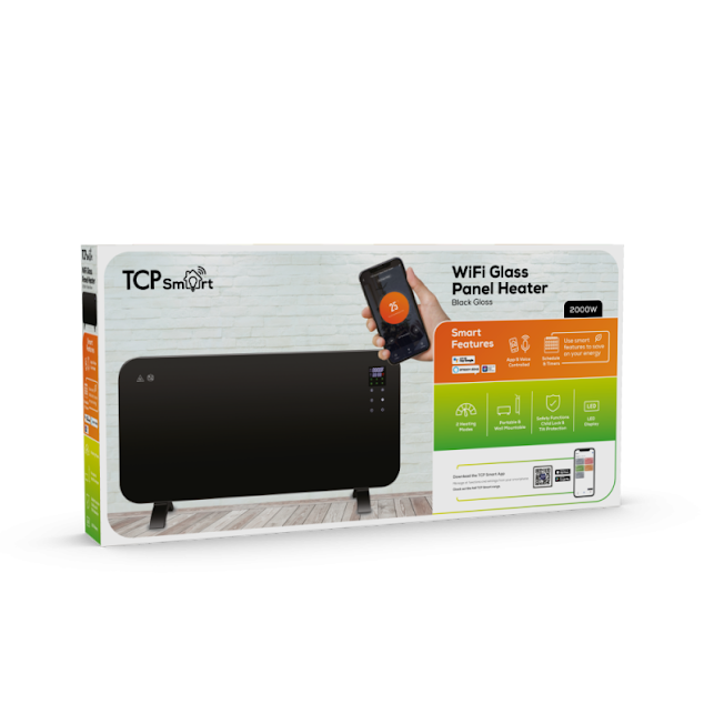 TCP Smart 2000W Glass Electric Panel Heater Black - SMARADGBL2000UK - Image 4