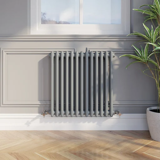 Park Lane Traditional Colosseum Double Bar Column Radiator Anthracite 600 X 605mm