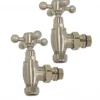 Ultraheat 15mm Traditional Cross Head Angled Manual Radiator Valve And Lockshield Pack - Brushed Matt - TLB850S