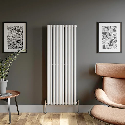 DuraTherm Vertical Oval Tube Single Panel Designer Radiator - 1600 X 600mm White - Image 2
