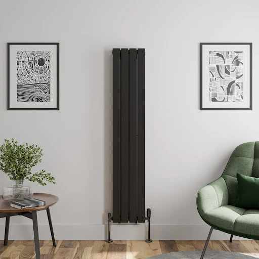 DuraTherm Vertical Double Flat Panel Designer Radiator - 1600 X 304mm Black