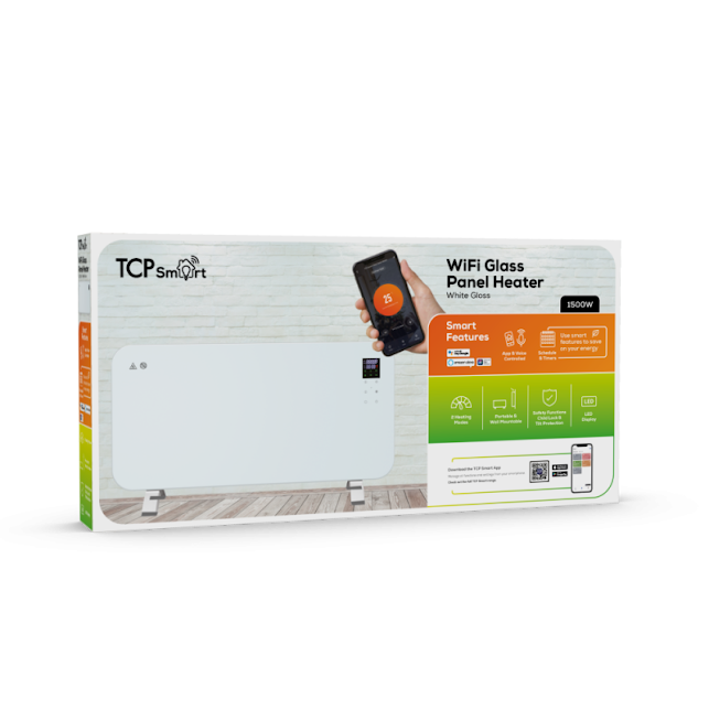 TCP Smart 1500W Glass Electric Panel Heater White - SMARADGWH1500UK - Image 9