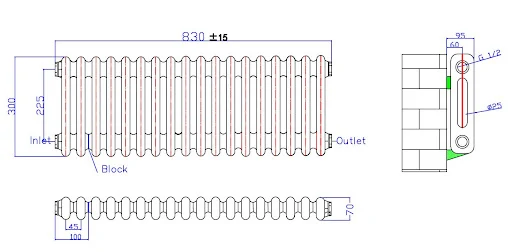 Park Lane Traditional Colosseum Double Bar Column Radiator White 300 X 830mm - Image 4