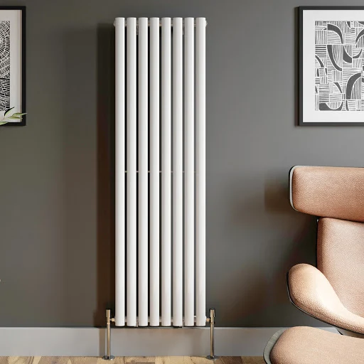 DuraTherm Vertical Oval Tube Single Panel Designer Radiator - 1600 X 480mm White - Image 4