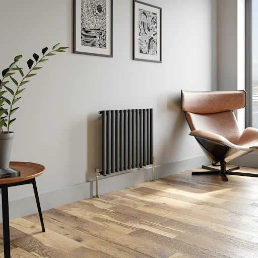 DuraTherm Horizontal Oval Tube Single Panel Designer Radiator -600 X 780mm Anthracite