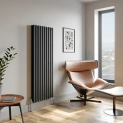 DuraTherm Vertical Oval Tube Double Panel Designer Radiator - 1600 X 600mm Anthracite