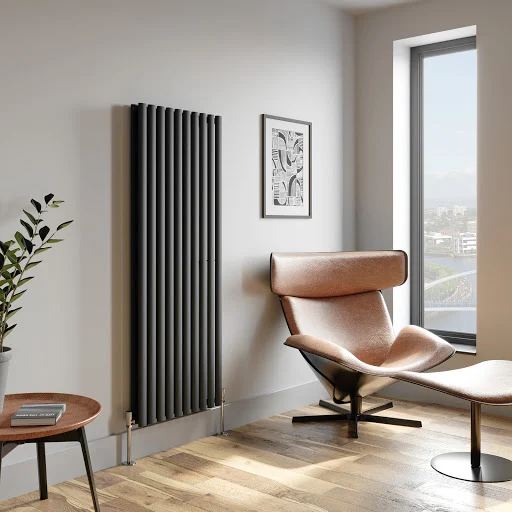 DuraTherm Vertical Oval Tube Double Panel Designer Radiator - 1600 X 600mm Anthracite
