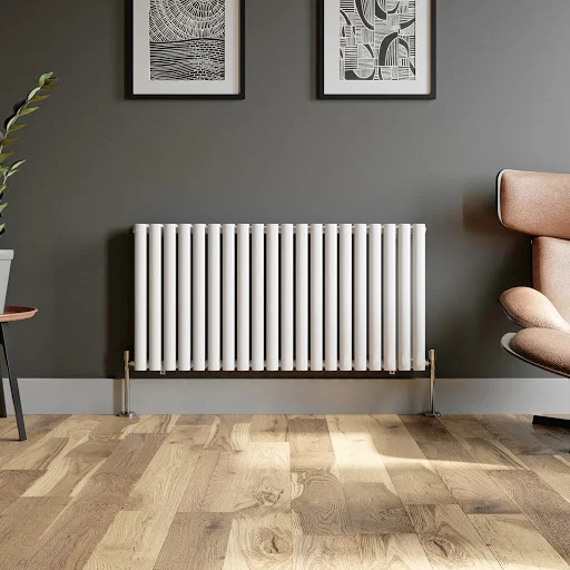 DuraTherm Horizontal Oval Tube Double Panel Designer Radiator - 600 X 1200mm White - Image 2