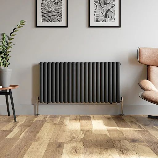 DuraTherm Horizontal Oval Tube Double Panel Designer Radiator - 600 X 1200mm Anthracite - Image 2