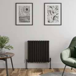 DuraTherm Horizontal Oval Tube Double Panel Designer Radiator - 600 X 600mm Black