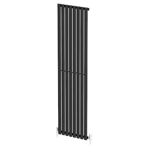 DuraTherm Vertical Oval Tube Single Panel Designer Radiator - 1800 X 480mm Black - Image 3