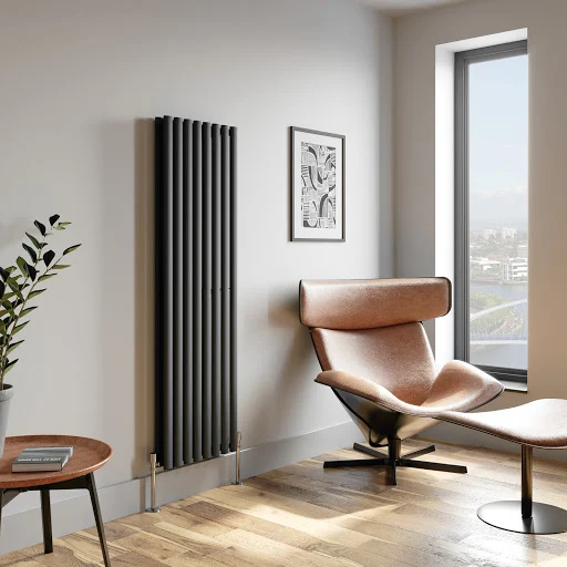 DuraTherm Vertical Oval Tube Double Panel Designer Radiator - 1600 X 480mm Anthracite