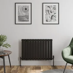 DuraTherm Horizontal Single Flat Panel Designer Radiator - 600 X 908mm Black