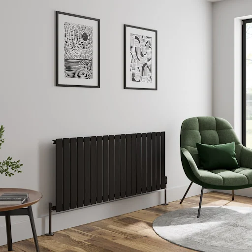 DuraTherm Horizontal Single Flat Panel Designer Radiator - 600 X 1440mm Black - Image 2