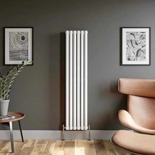 DuraTherm Vertical Oval Tube Double Panel Designer Radiator - 1600 X 360mm White - Image 2