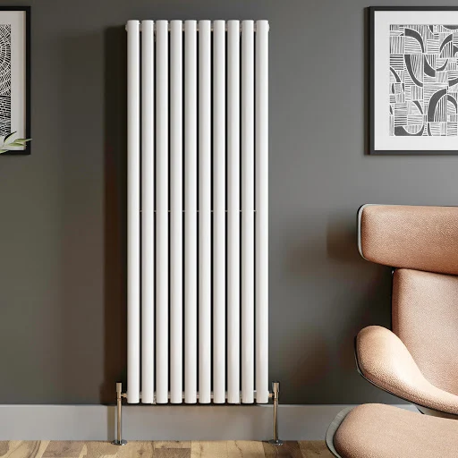 DuraTherm Vertical Oval Tube Double Panel Designer Radiator - 1600 X 600mm White - Image 4