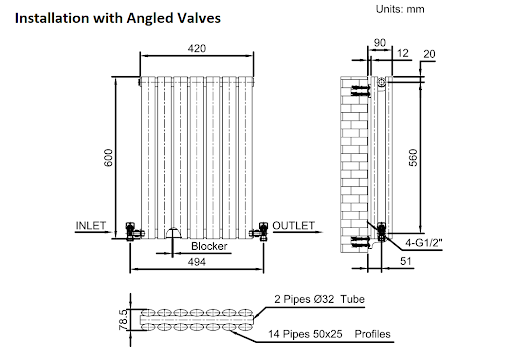 DuraTherm Horizontal Oval Tube Double Panel Designer Radiator - 600 X 420mm White - Image 10