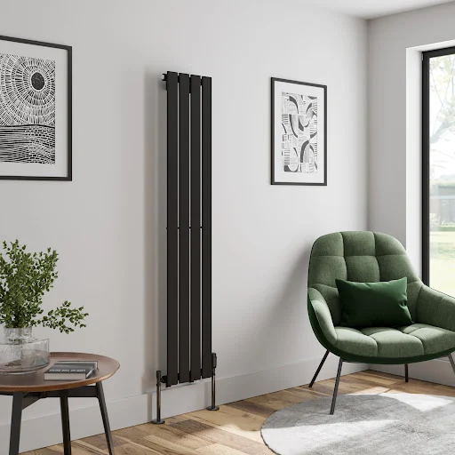 DuraTherm Vertical Single Flat Panel Designer Radiator - 1600 X 300mm Black - Image 2