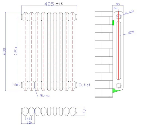 Park Lane Traditional Colosseum Double Bar Column Radiator White 600 X 425mm - Image 4