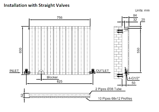 DuraTherm Horizontal Single Flat Panel Designer Radiator - 600 X 756mm White - Image 9