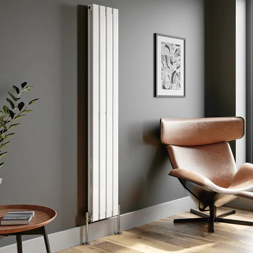 DuraTherm Vertical Double Flat Panel Designer Radiator - 1800 X 304mm White - Image 3
