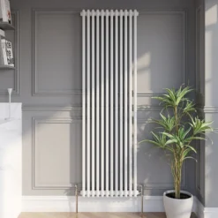 Park Lane Traditional Vertical Colosseum Double Bar Column Radiator White - 1800 X 560mm